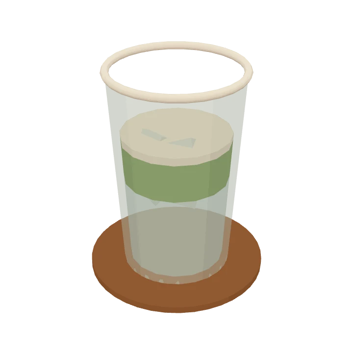A iced matcha, as it's served in Cuppology